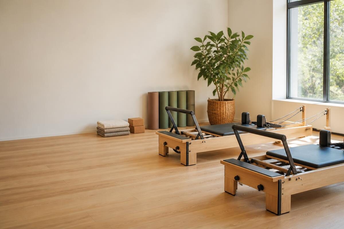 Segunda sala de un estudio recién montada, con las camas reformer preparadas